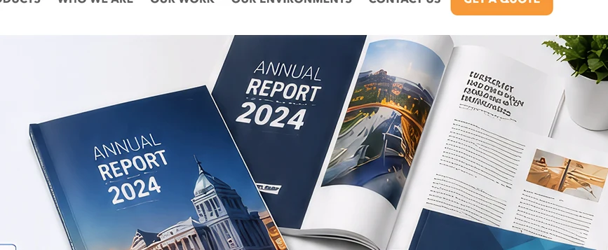 Printed annual reports, magazines and brochures